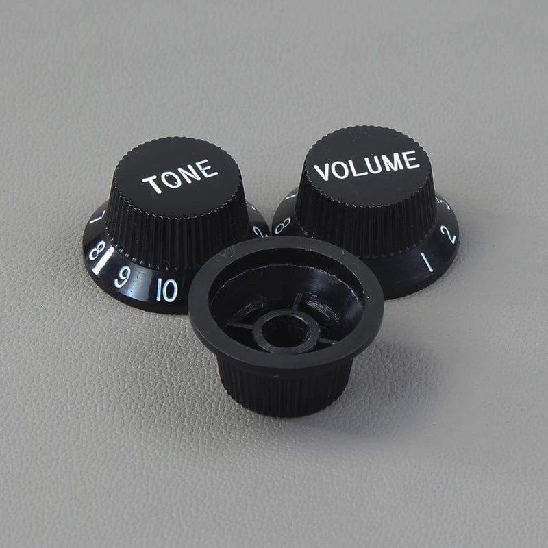 FLEOR 2T1V Guitar Knobs Set 24 Spline Electric Guitar Knobs 1 Volume 2 Tone Control Knob, Black - Image 1